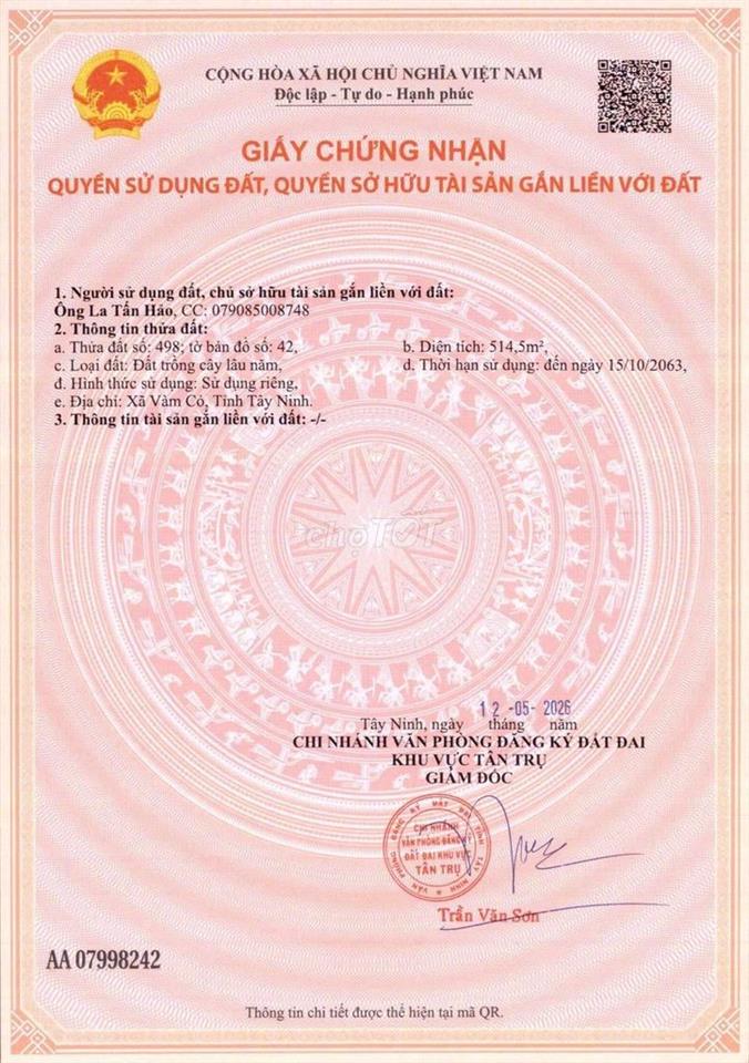 Đất trồng cây Tân Trụ Long An