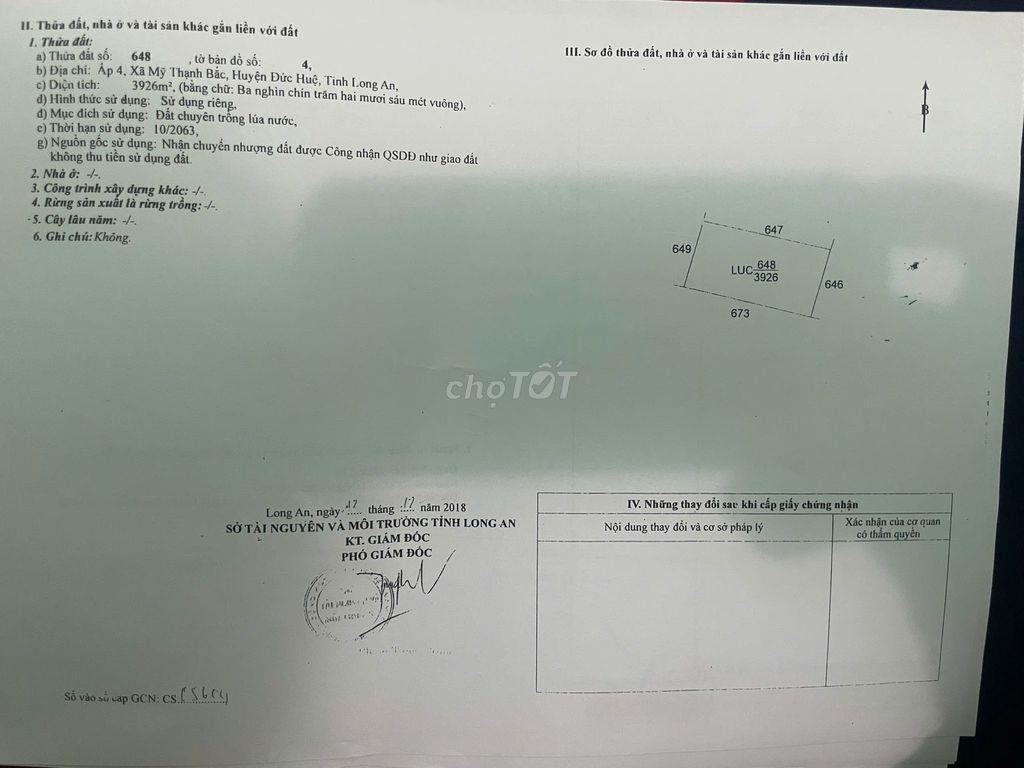 chủ gửi bán 3 mẫu đức huệ gần đường Tân Ninh - Tân An cbi khởi công