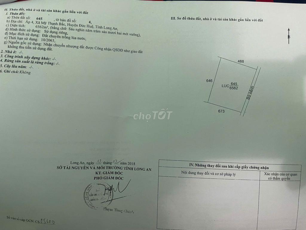 chủ gửi bán 3 mẫu đức huệ gần đường Tân Ninh - Tân An cbi khởi công