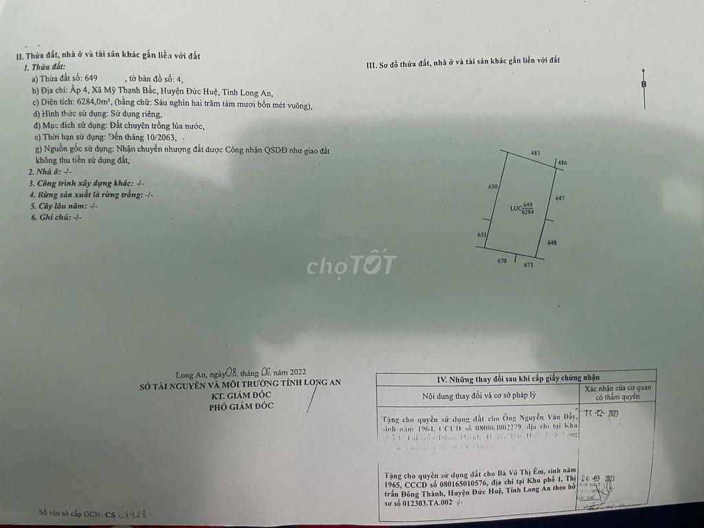 chủ gửi bán 3 mẫu đức huệ gần đường Tân Ninh - Tân An cbi khởi công