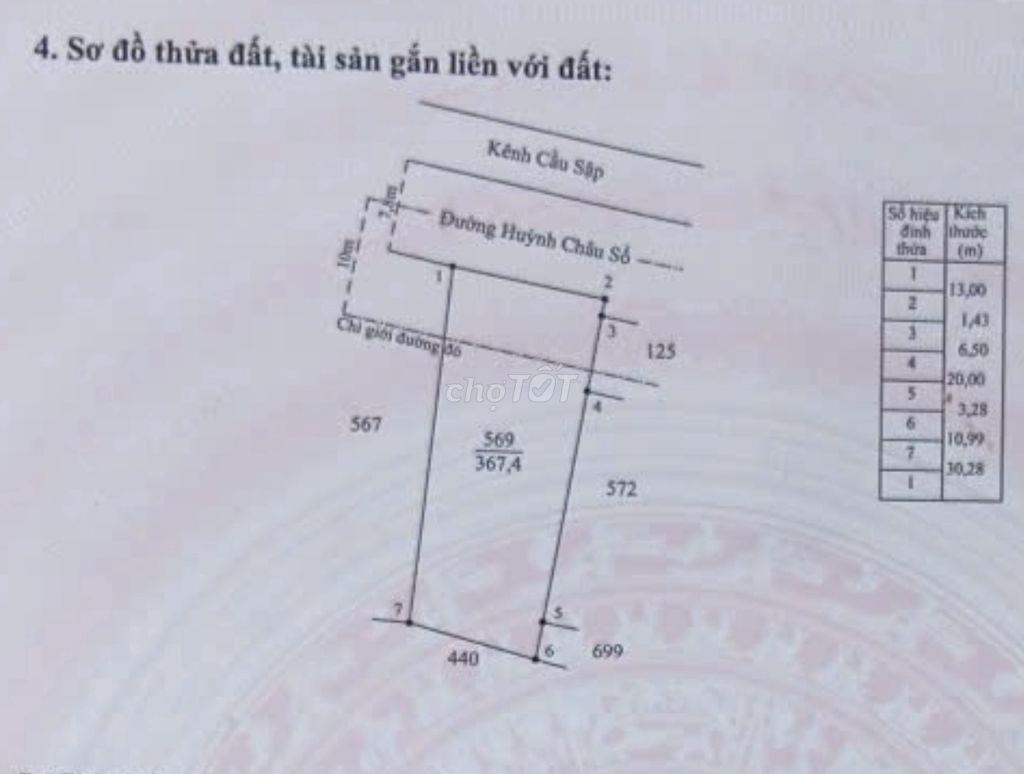 ⁠Bán đất mặt tiền đường nhựa Huỳnh Châu Sổ 13m ngang, chính chủ⁠
