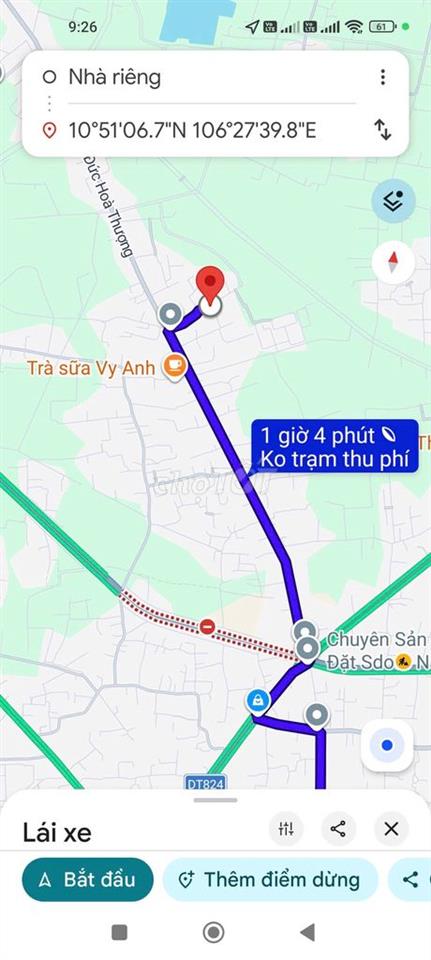 Lô đất đẹp, đường lớn Đức Hoà Thượng đi vào 200m