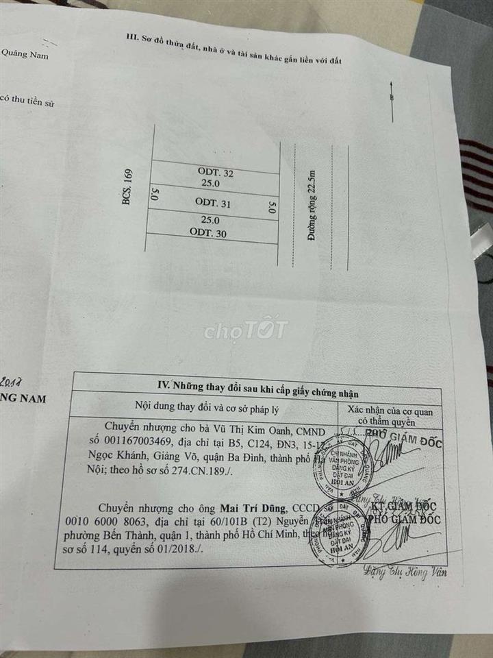 Bán đất sổ đỏ 125m2, đường 22.5m khu dc Phước Trạch, cửa Đại, hội An