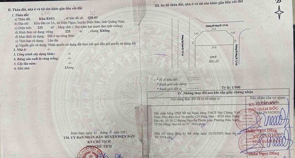 🏡 Chào bán lô đất 3MT khu dân cư 2A- ĐIỆN NGỌC - ĐÀ NẴNG