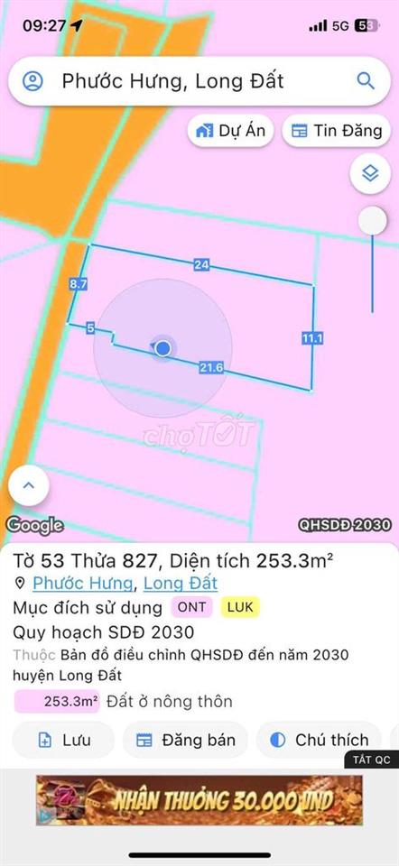 Bán đất thổ cư lô góc