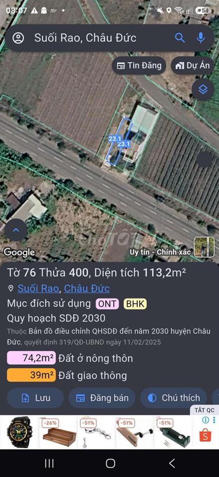 đất mặt tiền tỉnh lộ cực đẹp tiện mở quán tiệm