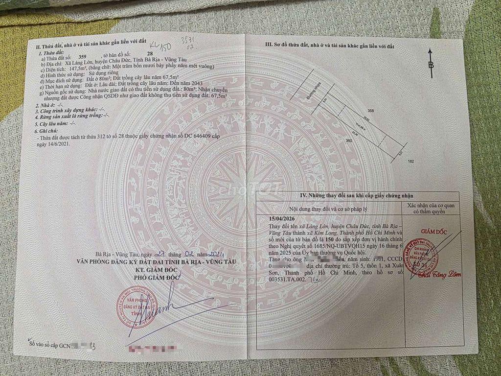 đất thổ cư đường nhựa gần nút giao vành đai 4 và cao tốc hồ tràm