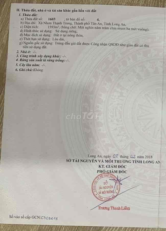 BÁN LÔ THỔ CƯ HIẾM TÂN AN
