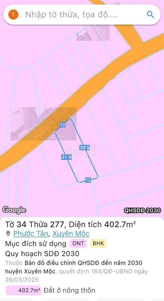 Chính chủ cần bán lô đất Xã Phước Tân ( nay là Hồ Tràm,Tp Hcm)