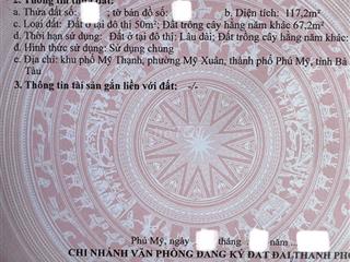 Cần chuyển nhượng 02 nền đất thổ cư tại Tp. Phú Mỹ, BR-VT