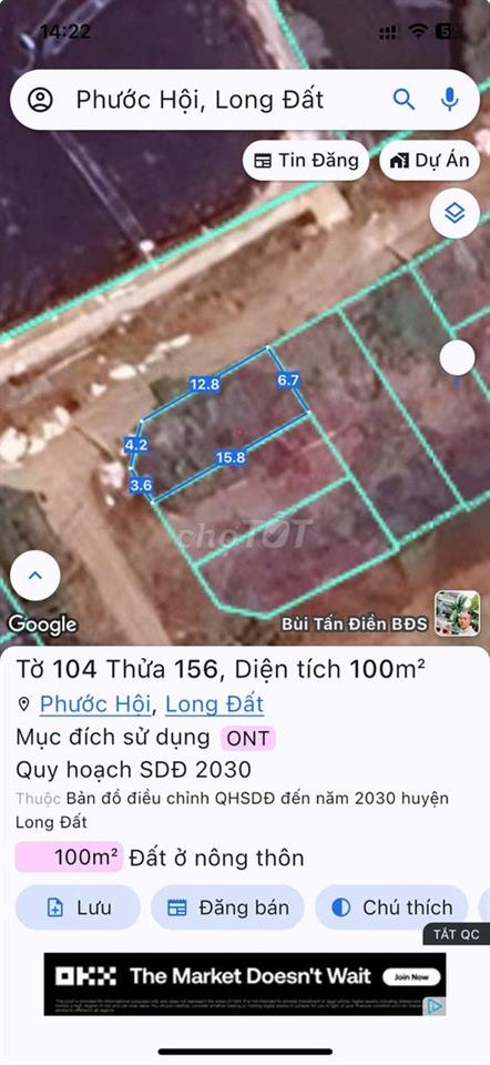 Chính chủ bán lô đất Phước Hội, Long Đất (xã Lộc An, huyện Đất Đỏ cũ) 