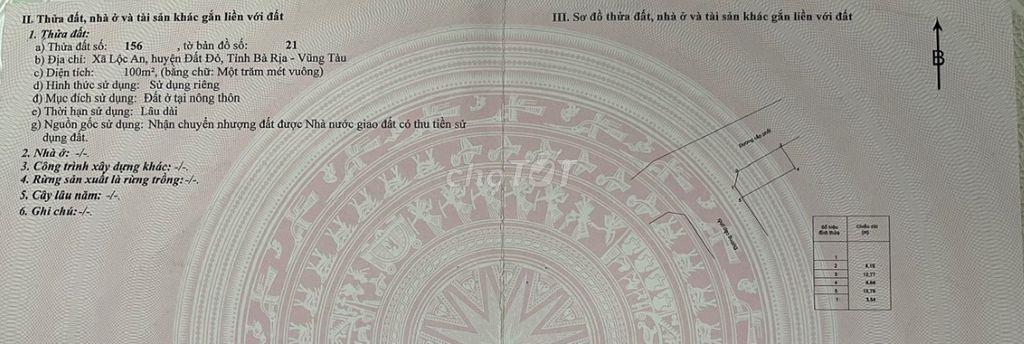 Chính chủ bán lô đất Phước Hội, Long Đất (xã Lộc An, huyện Đất Đỏ cũ) 