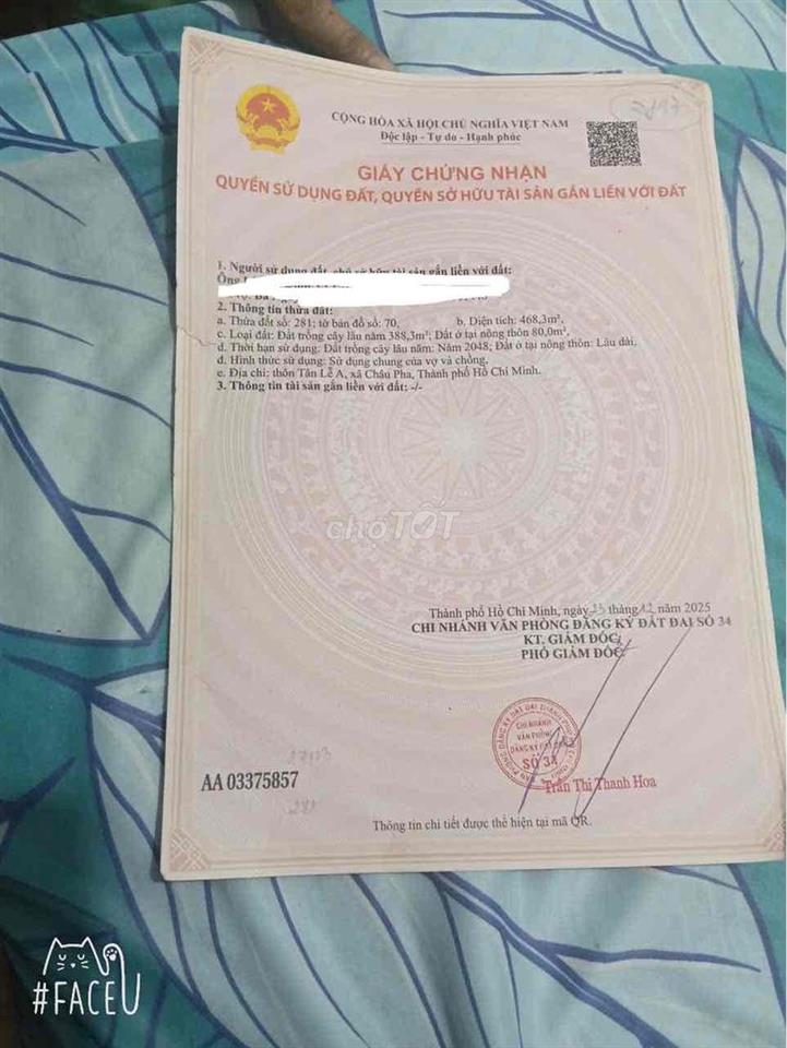 Bán đất châu pha 3,4tr/m