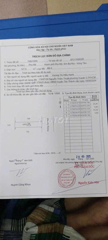 cần bán đất nền 127,5 m2