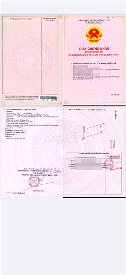 Chính chủ cần bán lô đất 2 mặt tiền tại gần khu du lich SNN Bình Châu