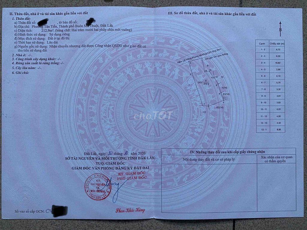 Bán nhà hẻm xe máy 129 Lê Hồng Phong, 213m2, full thổ cư.