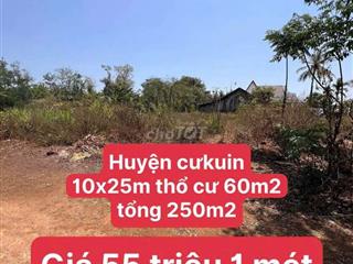 🔥 ĐẤT ĐẸP CƯKUIN – 250M², CÓ 60M² THỔ CƯ – GIÁ CHỈ 55 TRIỆU/MÉT 🔥