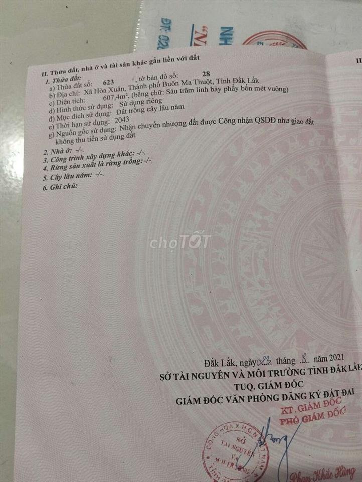 bán đất sau ủy ban xã Hòa Xuân cũ. 