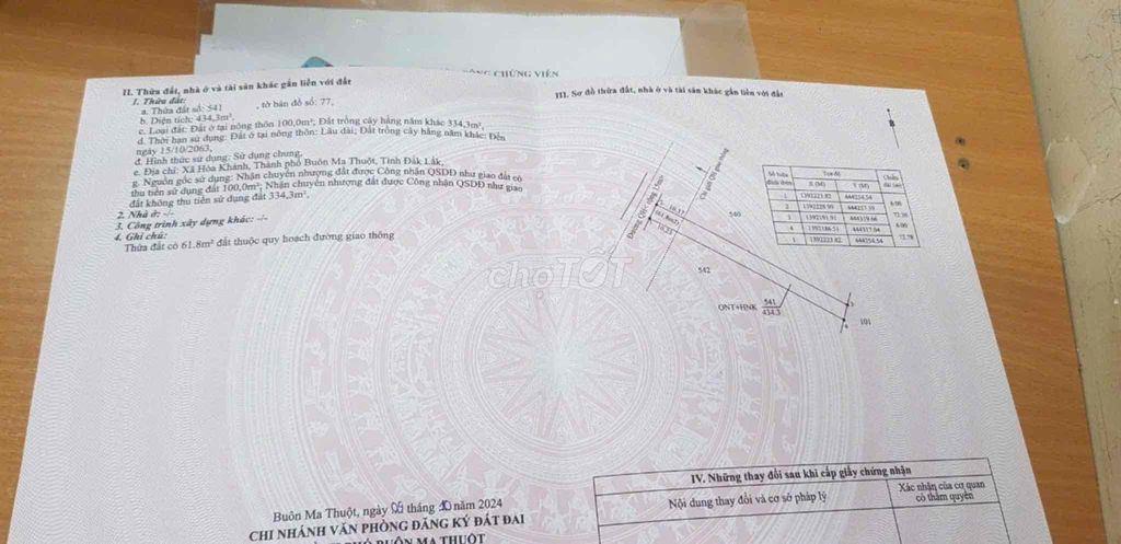 Bán đất thôn 3 xã hòa khánh
