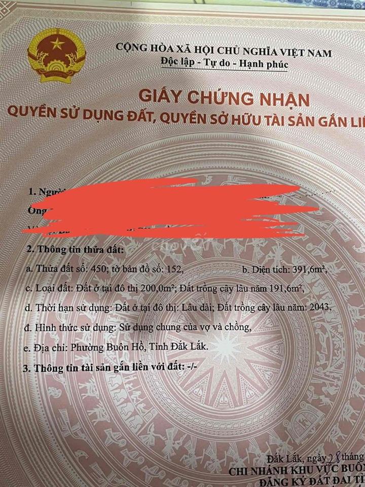 cần tiền bán đất (Đạt Hiếu, Buôn Hồ)