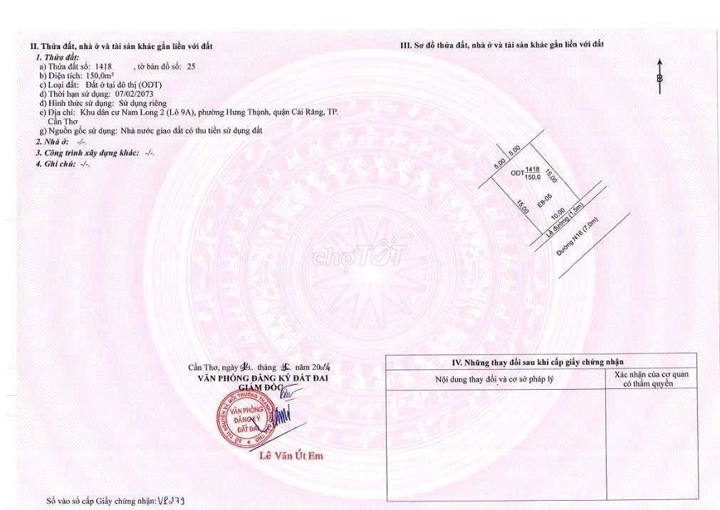NỀN ( 10*15) KHU DÂN CƯ NAM LONG 2