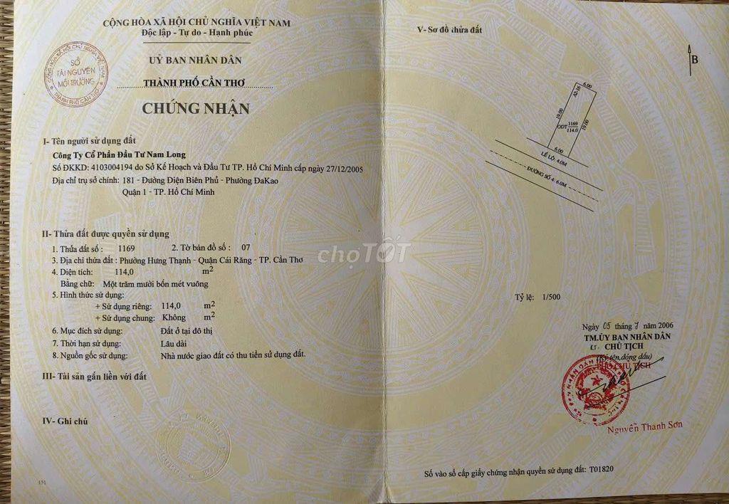 NỀN ( 6*19) KHU DÂN CƯ NAM LONG 1