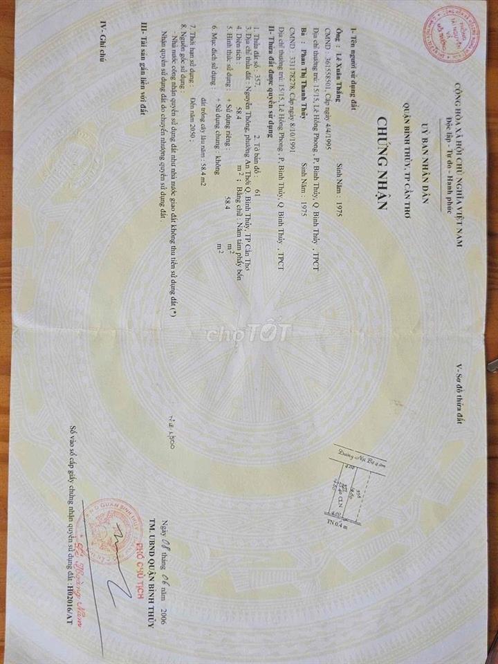 BAN NHA HẺM 367 NGUYỄN THÔNG
