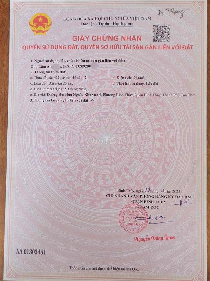 BAN NHA HEM 2 CHỢ BINH THỦY