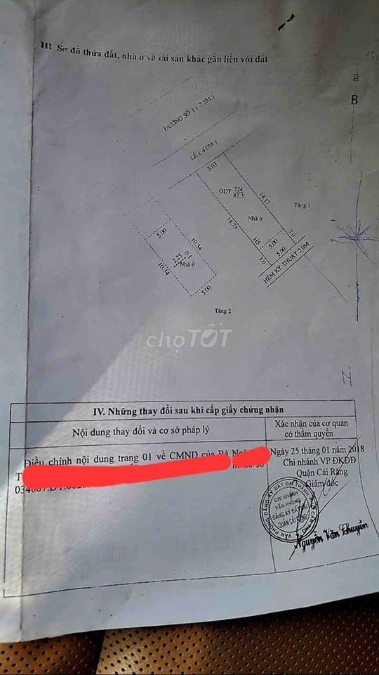 Bán nhà khu ttvh Tây Đô Cái Răng