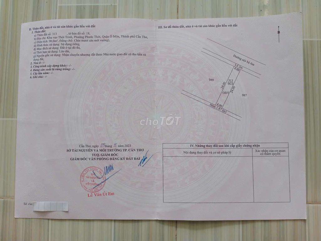 bán nhà thổ cư 100% 96m²