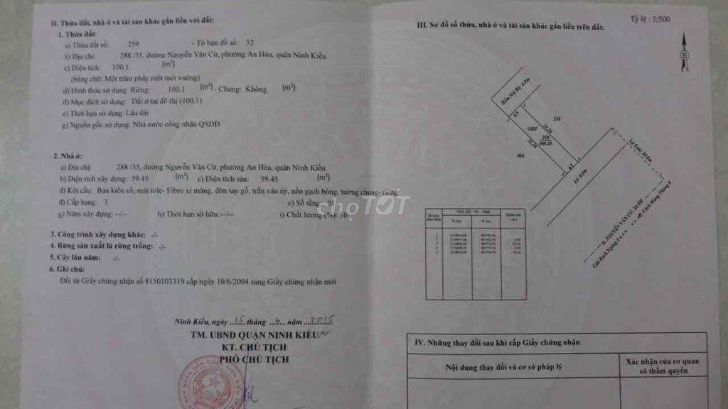 Bán nhà 2 mặt tiền trước - sau đ Nguyễn Văn Cừ (Rau má Người yêu cũ)