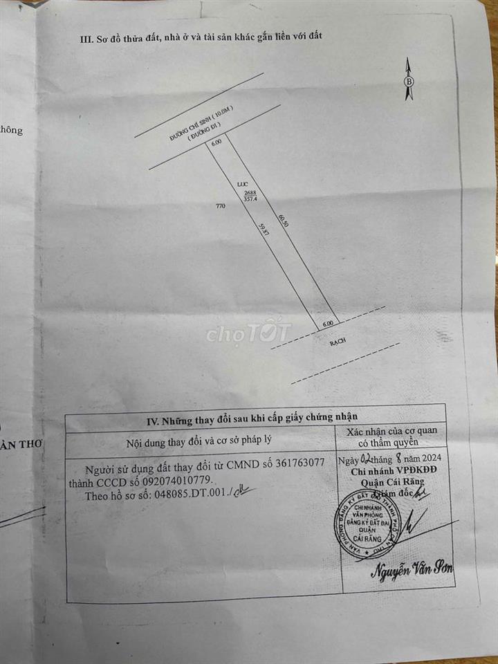Đất mặt tiền Chí Sinh gần chợ