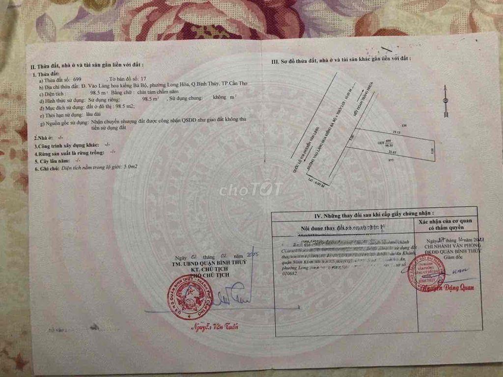 BÁN NHÀ 1 TRỆT 1 LỬNG MẶT TIỀN ĐƯỜNG LÀNG HOA BÀ BỘ