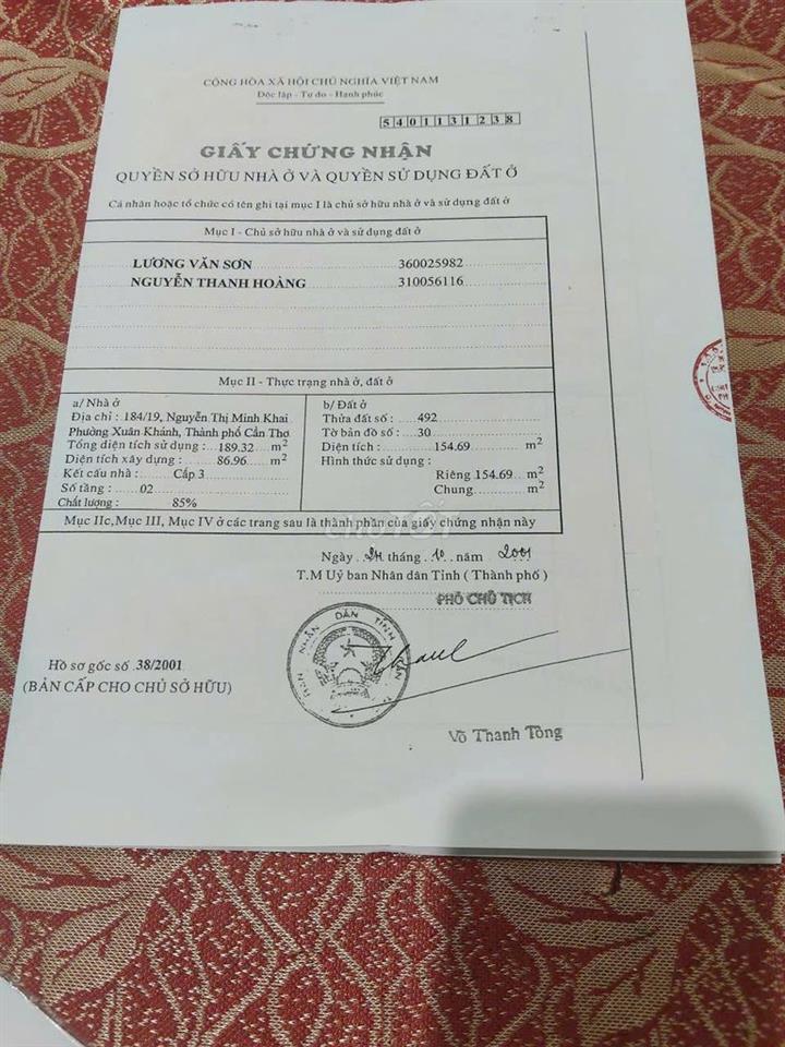 Nhà trệt, lầu hẻm 184 Nguyễn Thị Minh Khai thông qua Mạc Thiên Tích