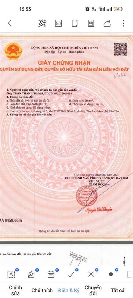 Nhà đs 3 khu TĐC Thới Nhựt 2 An Khánh Ninh Kiều