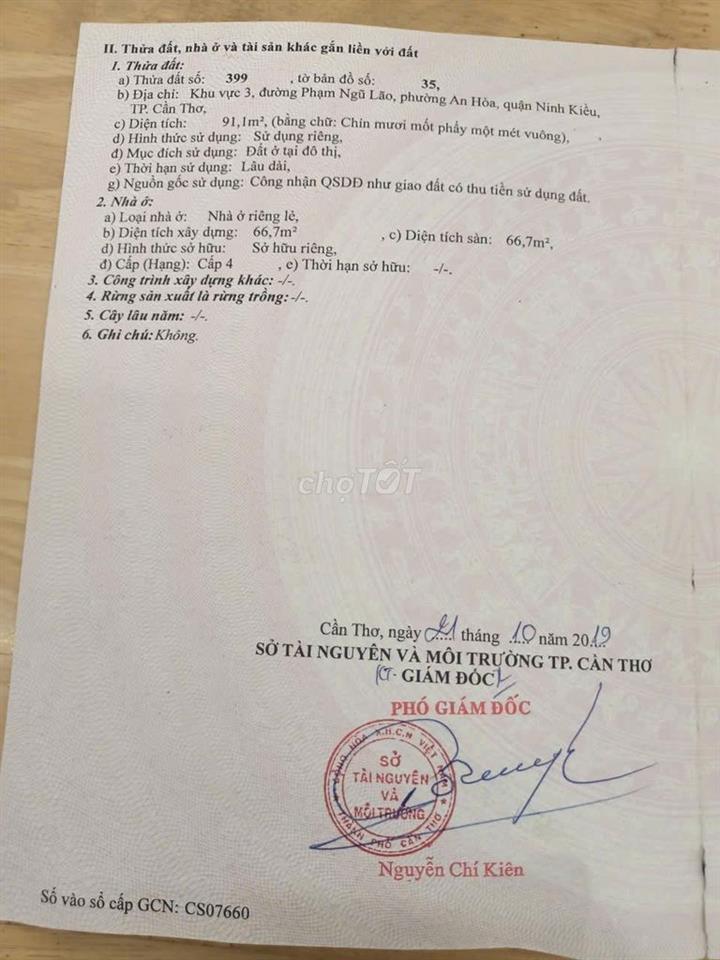 Nền nhà số 160 đường Phạm Ngũ Lão, Cái Khế, cách CA phường 50m