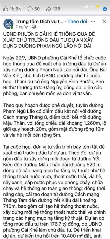 Nền nhà sô 160 đường Phạm Ngũ Lão, phường Cái Khế