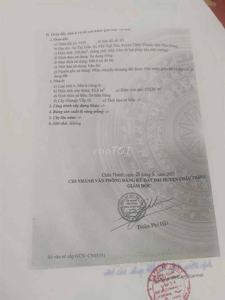 Bán nhà thô, trệt + 2 lầu