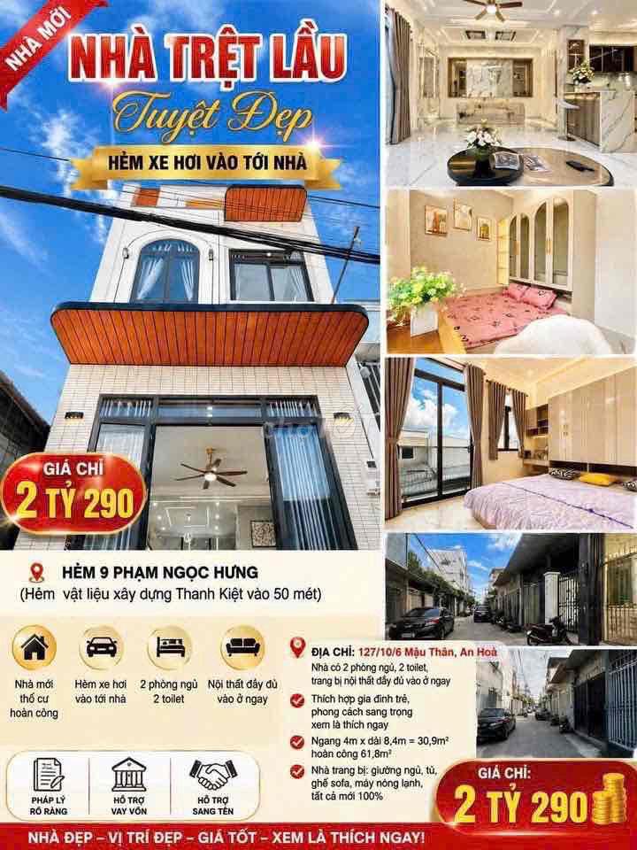 NHÀ TRỆT LẦU LỘ Ô TÔ GIÁ TỐT HẺM 9 PHẠM NGỌC HƯNG GẦN SIÊU THỊ LOTTE