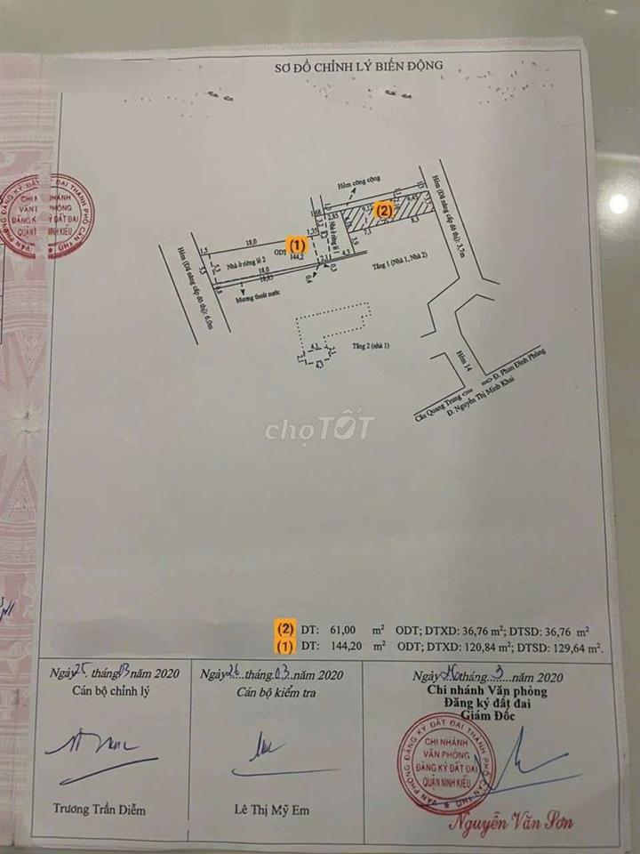 BÁN THỬA ĐẤT THỔ CƯ 144,2M² MẶT TIỀN LỘ NHỰA 6M NINH KIỀU CẦN THƠ