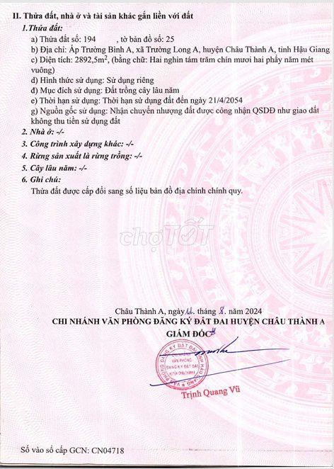 1.4 ha đất Cần Thơ bán gấp 7.8 tỷ ! ngân hàng hỗ trợ hơn 6 tỷ ! hh 3%