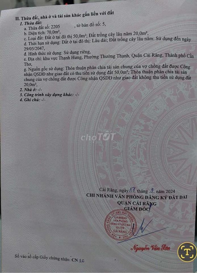 BÁN ĐẤT NỀN THỔ CƯ 
