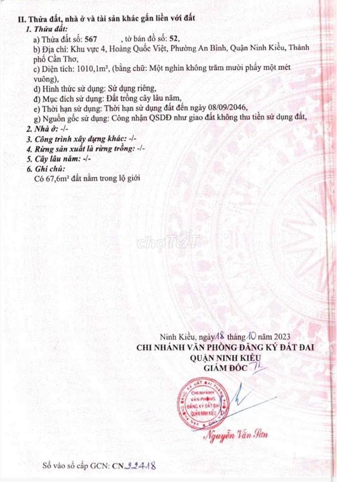 bán đất tiền đường hoàng quốc việt diện tích hơn 3000m