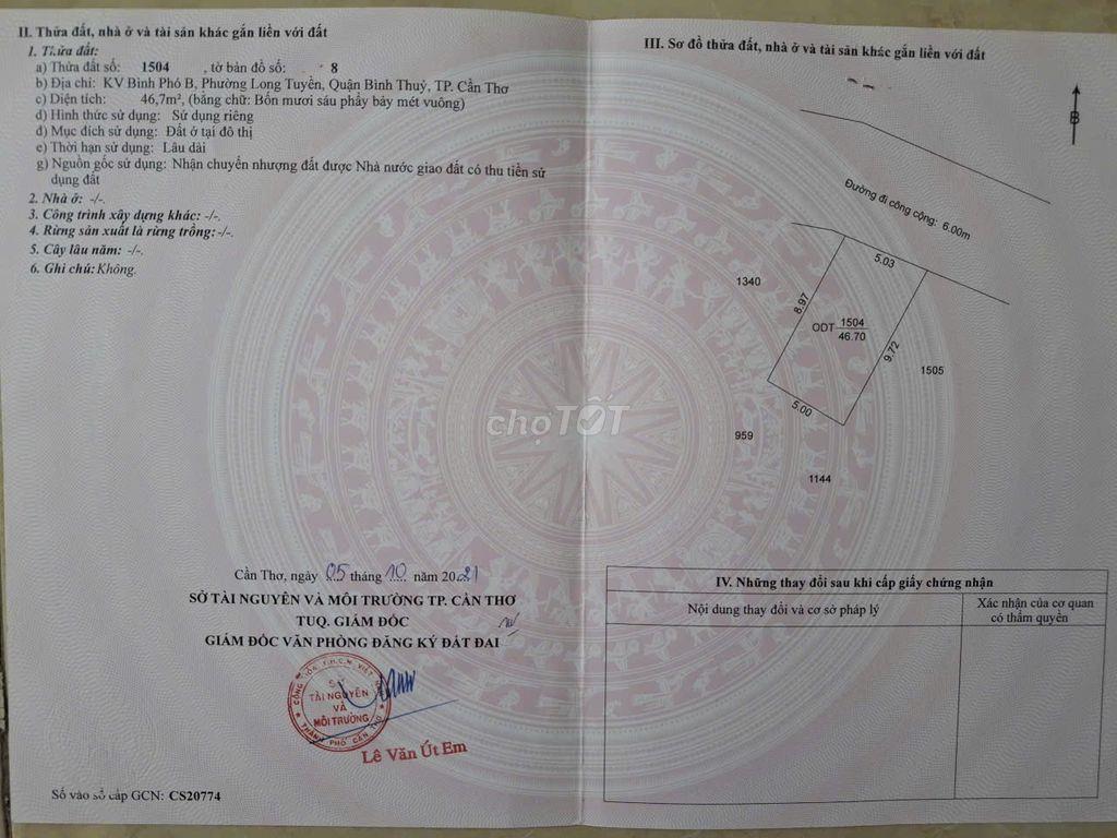 Bán nền thổ cư Cần Thơ
