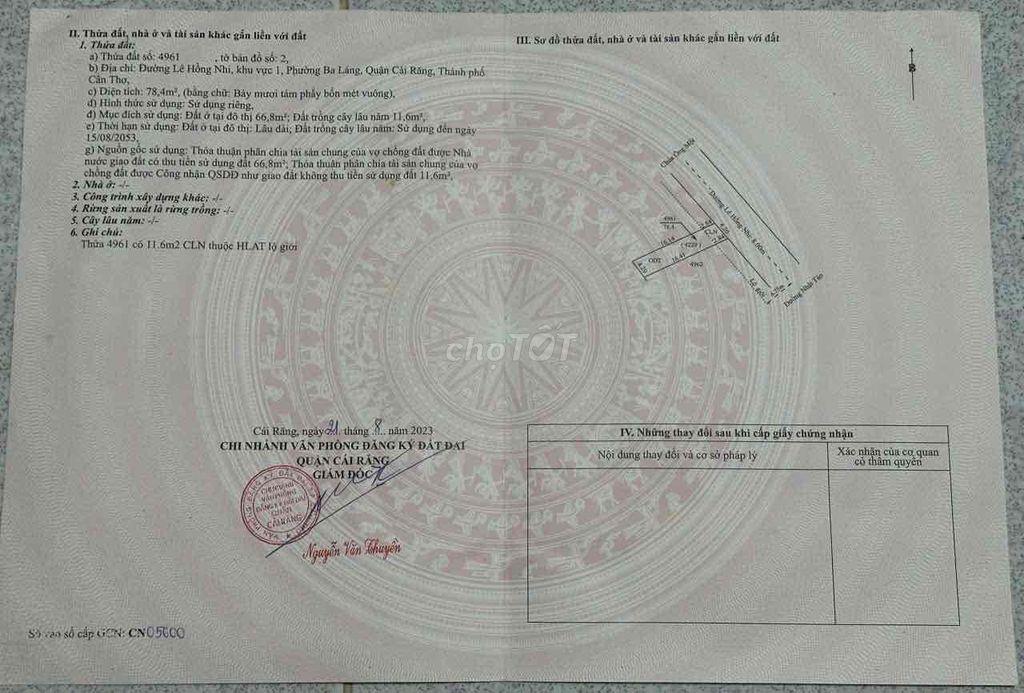 cặp nền mặt tiền đường Lê Hồng Nhi