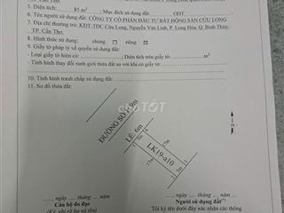 Bán Nền 5 x 17 m2, khu dân cư cửu long, đường số 1