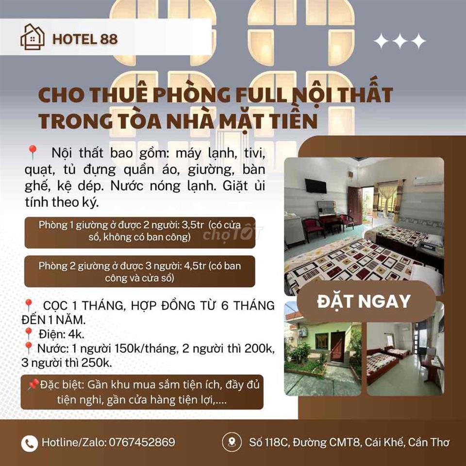 CHO THUÊ PHÒNG NGÀY, TUẦN, THÁNG, THEO GIỜ
