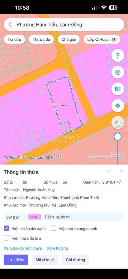 Cần Bán 7400m2 mặt tiền 40m đường Nguyễn Đình Chiểu, Phan Thiết