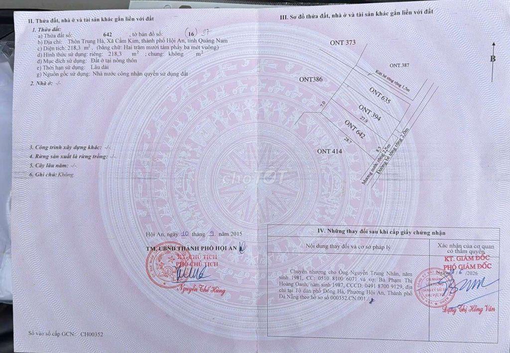 Bán gấp lô đất Cẩm Kim ngang 8,5m chỉ có 1,850 tỷ