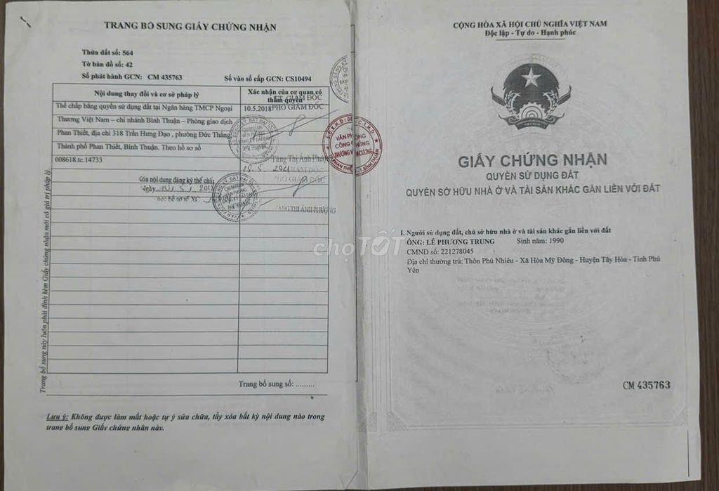 Cần bán lô đất 98m2 Hướng Tây Đất ở nông thôn ở Hàm Thuận Bắc